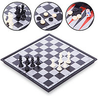 Шахматы шашки нарды 29*29 см.. 3 в 1. Магнитное поле.