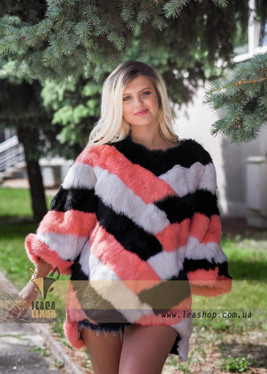 Яркий меховой свитер, стильная женская меховая одежда LEAshop
