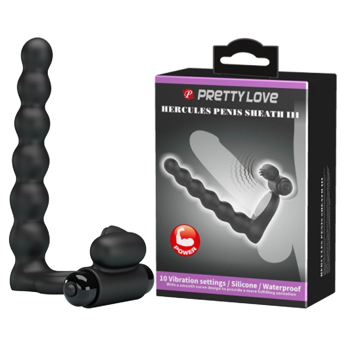 Эрекционное кольцо "Hercules Penis Sheath III" с вибрацией и анальной ёлочкой