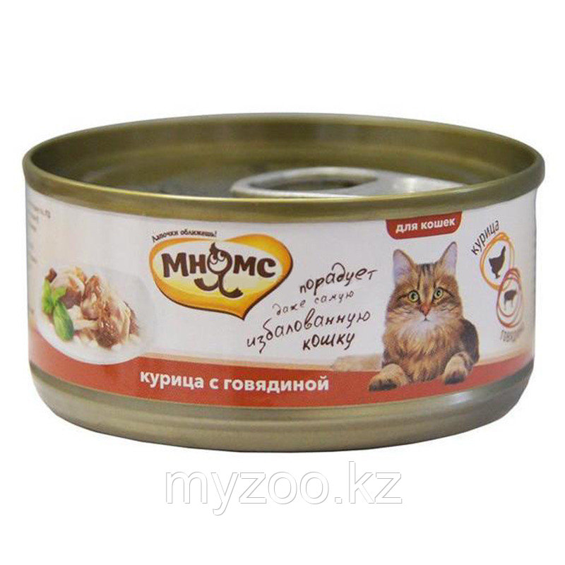 Мнямс консервы Курица с говядиной в нежном желе для кошек - 70 гр