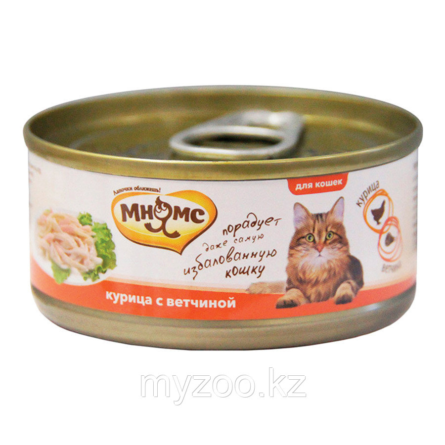 Мнямс консервы Курица с ветчиной в нежном желе для кошек - 70 гр