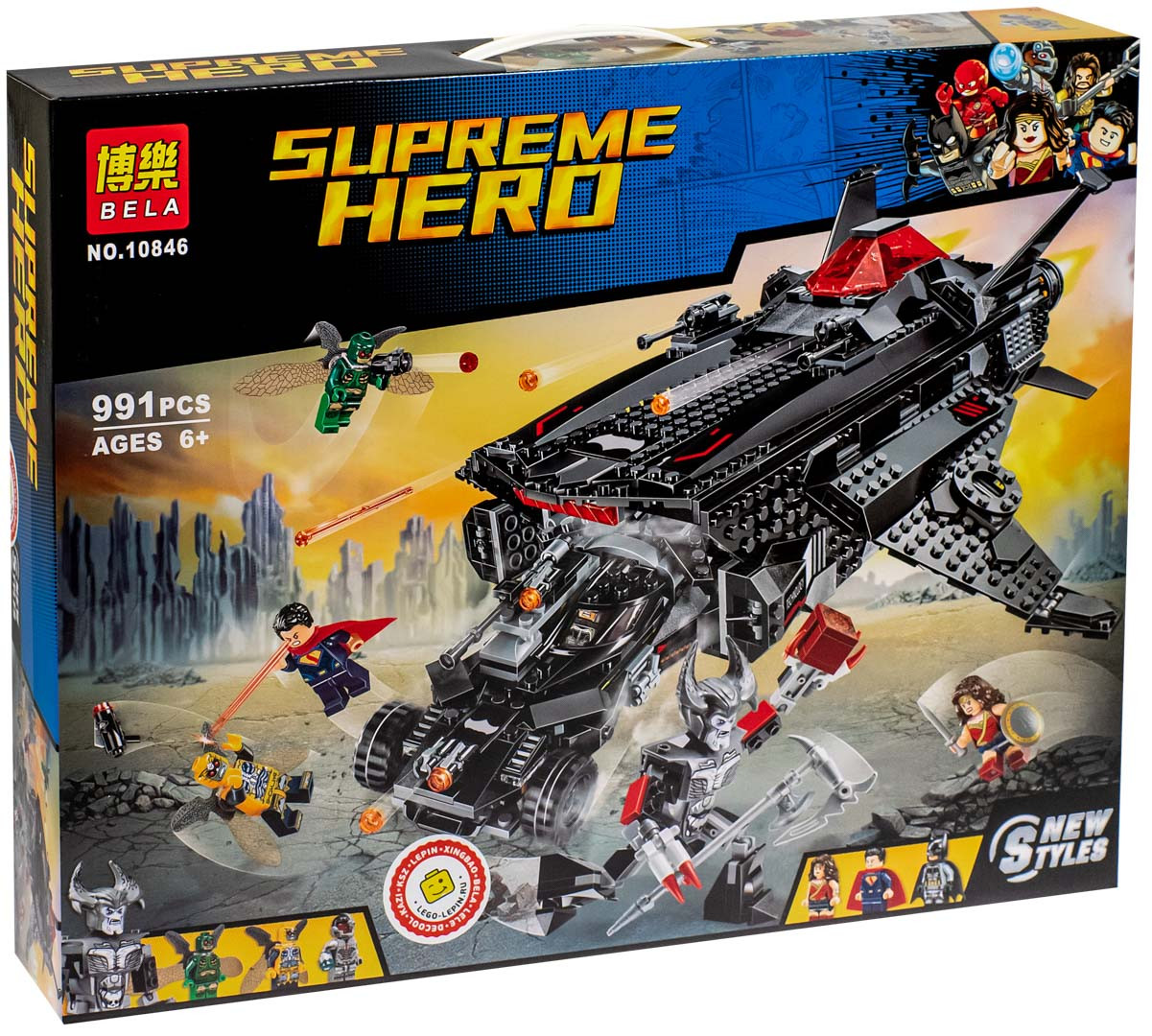 Bela Supreme Hero 10846 Конструктор "Лига Справедливости: Нападение с воздуха" (Аналог LEGO 76087)