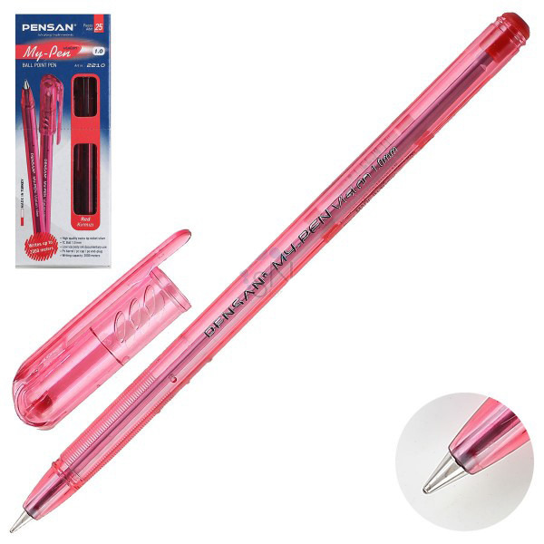 Ручка шариковая Pensan 2210 My-Pen 1мм красная - фото 1 - id-p80189795