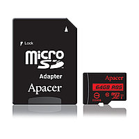 Карта памяти  Apacer  AP64GMCSX10U5-R  MicroSDXC 64GB  с адаптером SD