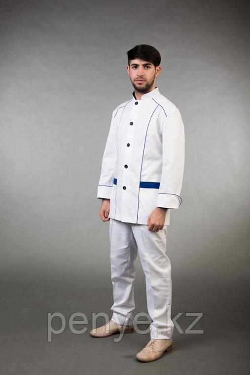 Комплект шеф-повара белый с синей отделкой - фото 2 - id-p80246374