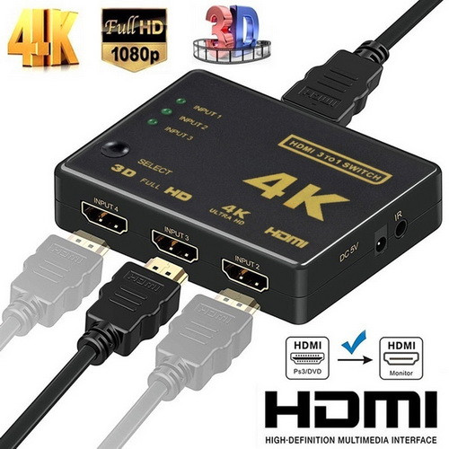 HDMI сплиттер/свитч/Switch 3*1 + пульт (из 3-х HDMI в 1-HDMI) - фото 1 - id-p80247089