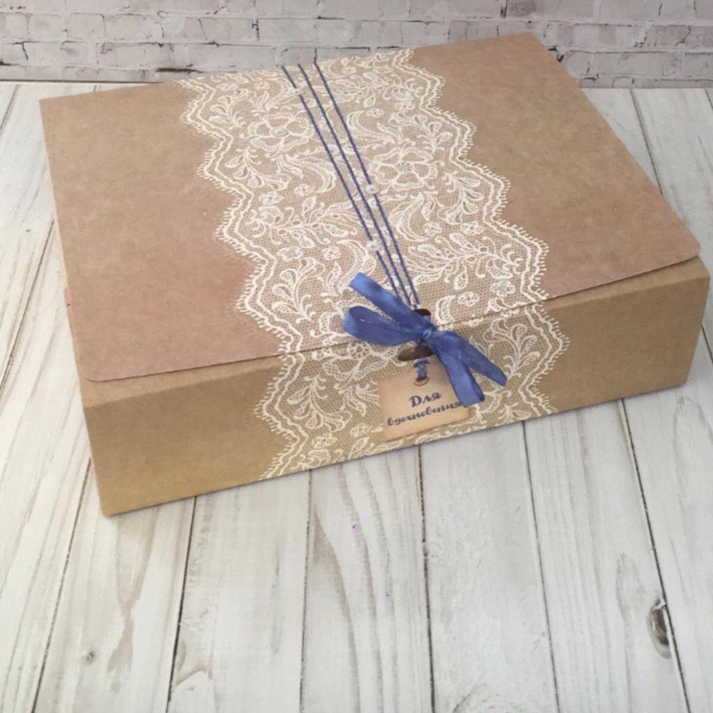 Подарочная коробка " Для вдохновения с голубой лентой "  31 х 25 х 8 см