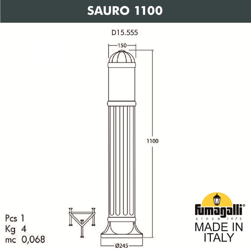 Садовый светильник-столбик FUMAGALLI SAURO 1100 D15.555.000.LYE27 - фото 2 - id-p77035249