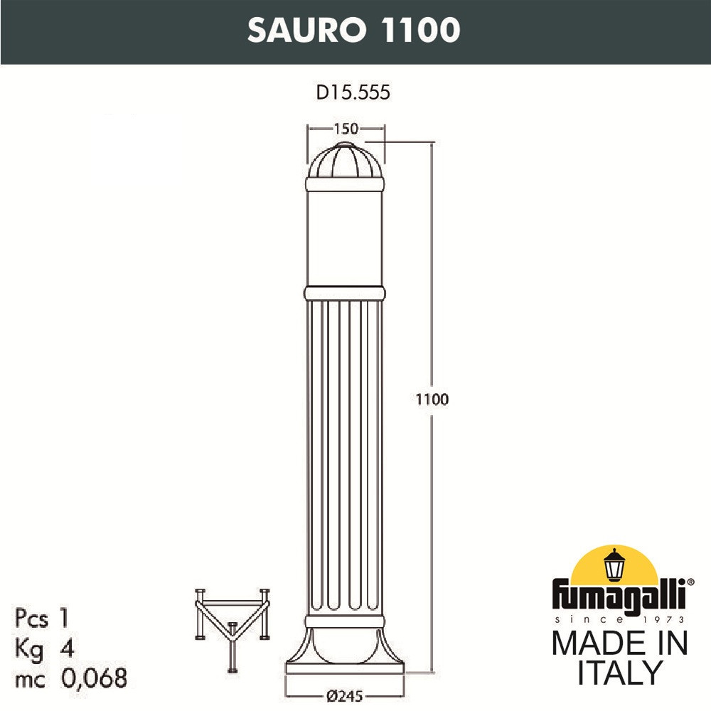 Садовый светильник-столбик FUMAGALLI SAURO 1100 D15.555.000.LXE27H.FC1 - фото 2 - id-p77035259