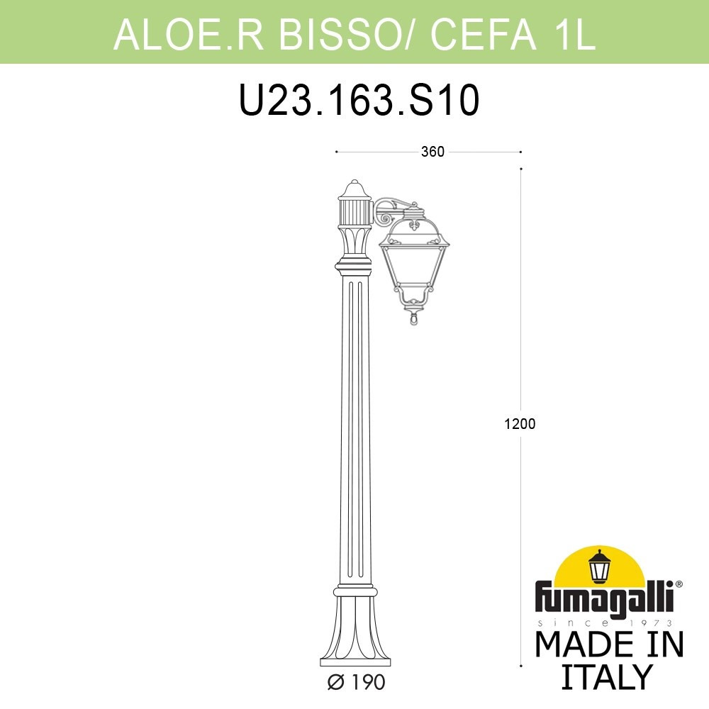 Садовый светильник-столбик FUMAGALLI ALOE.R/CEFA 1L U23.163.S10.BYF1R - фото 2 - id-p77034436
