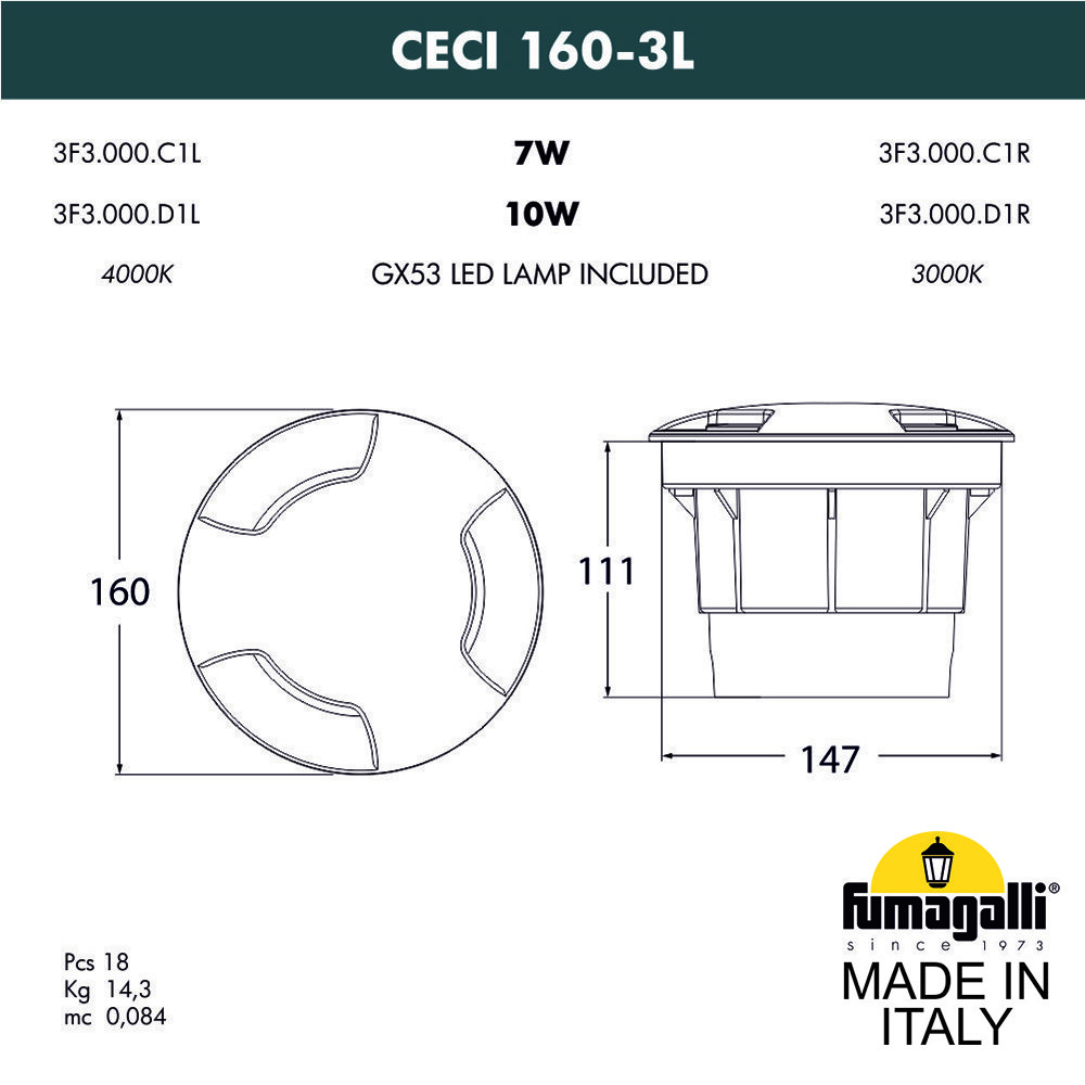 FUMAGALLI Грунтовый светильник FUMAGALLI CECI 160-3L 3F3.000.000.LXD1L - фото 2 - id-p77035282