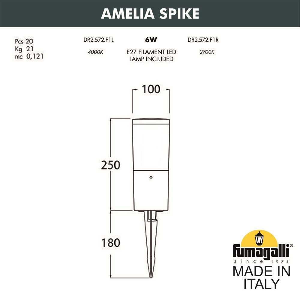 FUMAGALLI Ландшафтный светильник FUMAGALLI AMELIA SPIKE DR2.572.000.LYF1R - фото 2 - id-p77035294