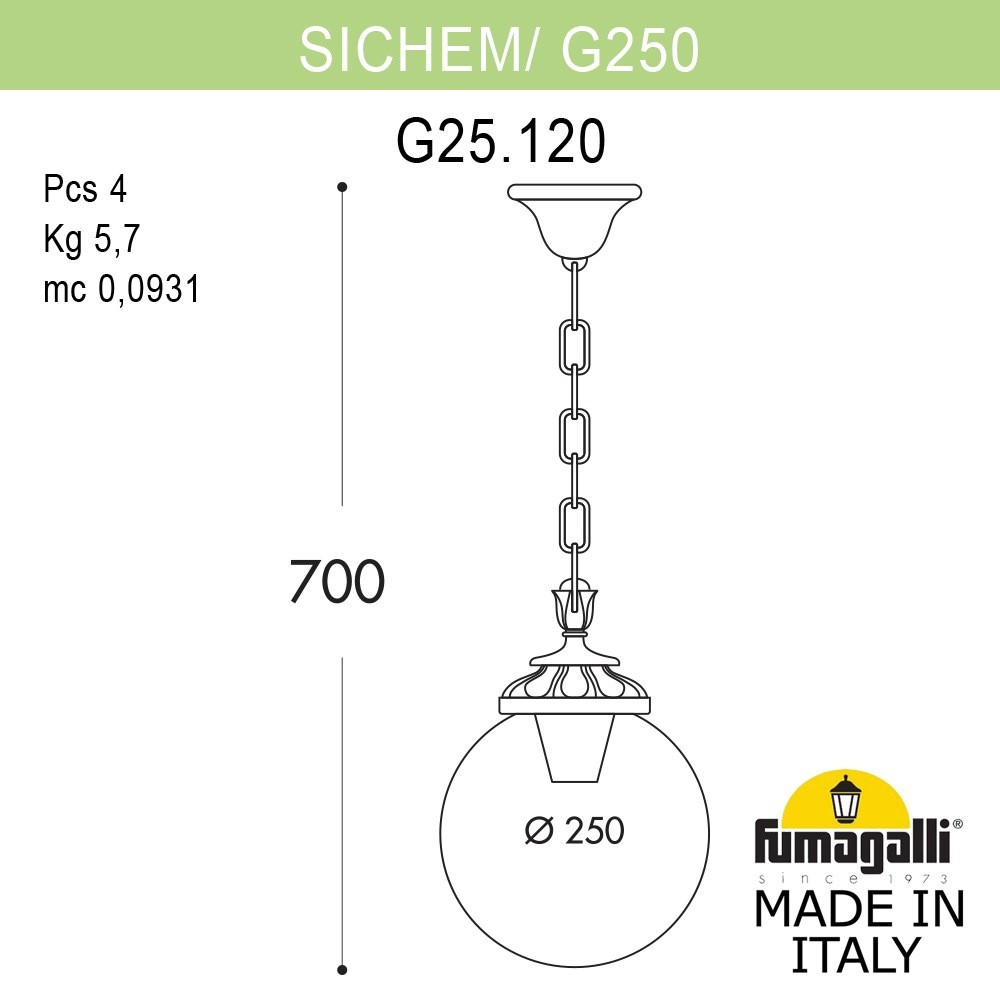 FUMAGALLI Подвесной уличный светильник FUMAGALLI SICHEM/G250. G25.120.000.AYE27 - фото 2 - id-p77034505