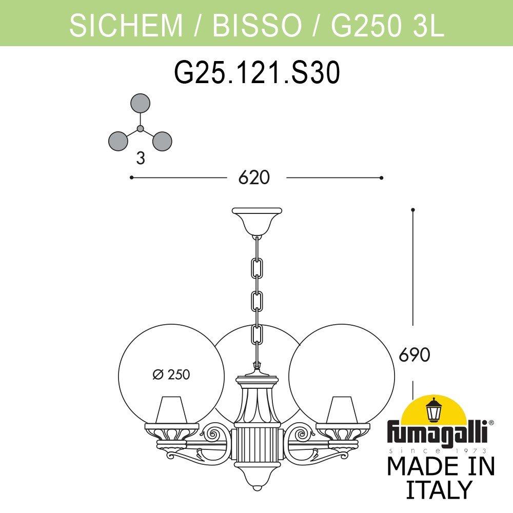 FUMAGALLI Подвесной уличный светильник FUMAGALLI SICHEM/G250 3L. G25.120.S30.WXE27 - фото 2 - id-p77034512