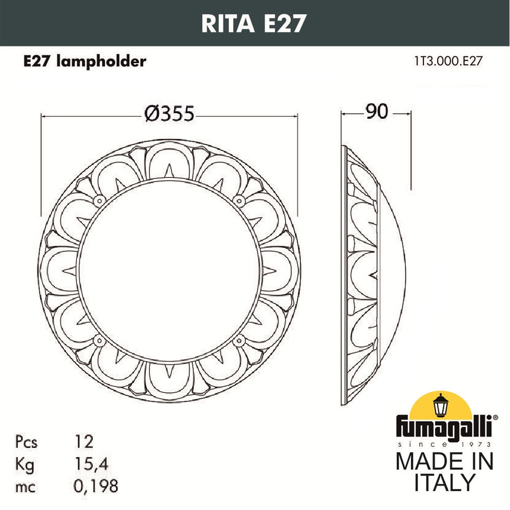 FUMAGALLI Уличное бра FUMAGALLI RITA 1T3.000.000.AYE27 - фото 2 - id-p77036379