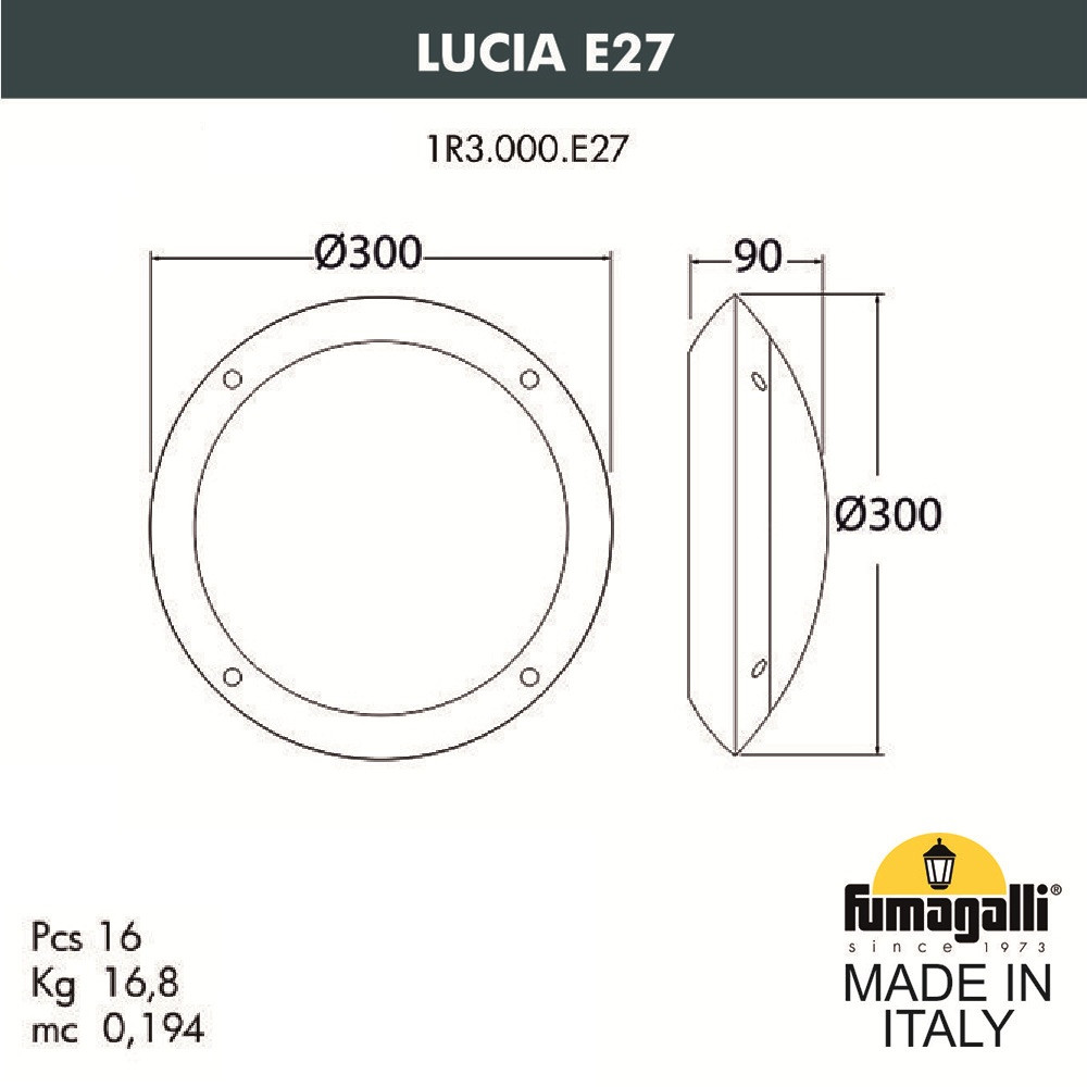 FUMAGALLI Уличное бра FUMAGALLI LUCIA BACKLIT 1R3.000.000.AYE27.PK1 - фото 2 - id-p77036386