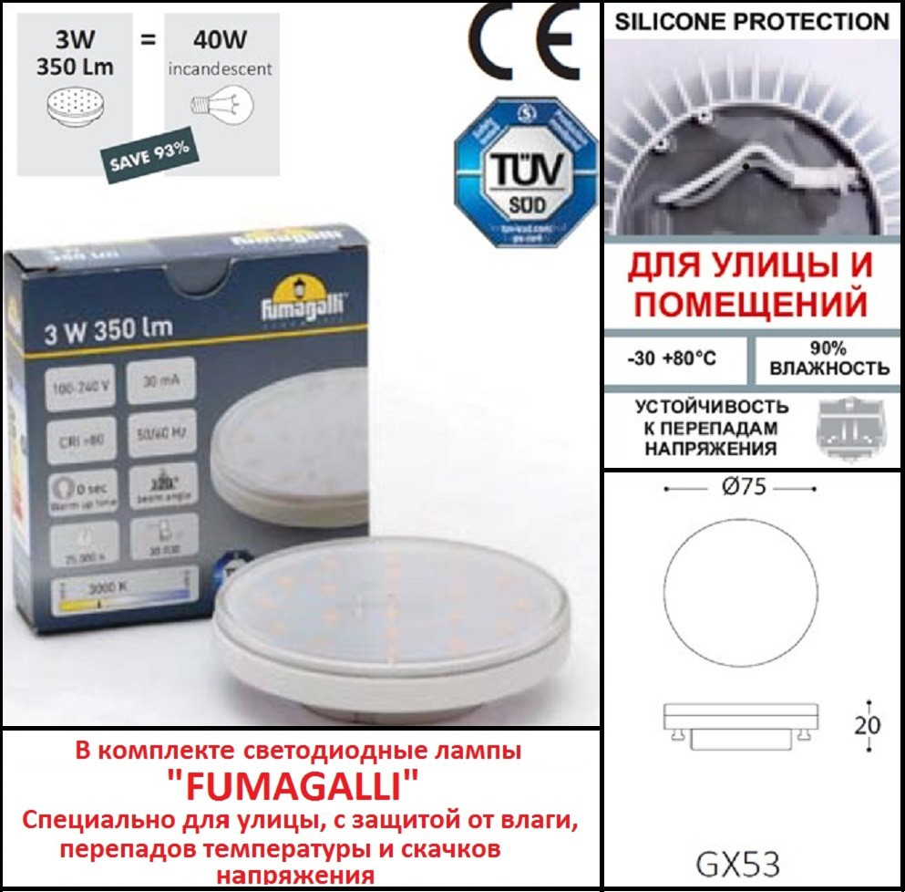 FUMAGALLI Светильник для подсветки лестниц встраиваемый FUMAGALLI LETI 100 Square 3C1.000.000.WYG1L - фото 3 - id-p77036468