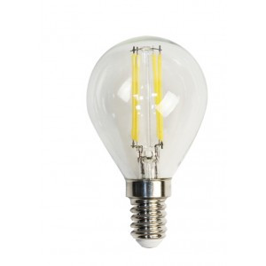 Лампа светодиодная филамент (11W) 230V E14 4000K филамент G45 прозрачная