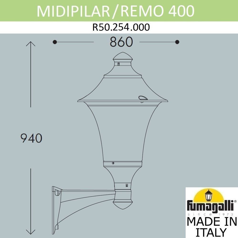 Уличный настенный светильник FUMAGALLI MIDIPILAR/REMO R50.254.000.AYE27 - фото 2 - id-p77036833