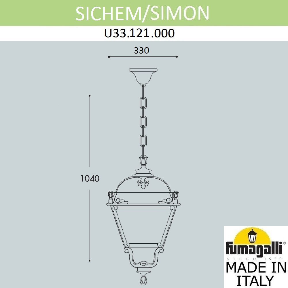 FUMAGALLI Подвесной уличный светильник FUMAGALLI SICHEM/SIMON U33.121.000.AYH27 - фото 2 - id-p80160038