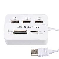Картридер USB хаб на 3 USB-порта и 4 слота для карт памяти, COMBO 2.0