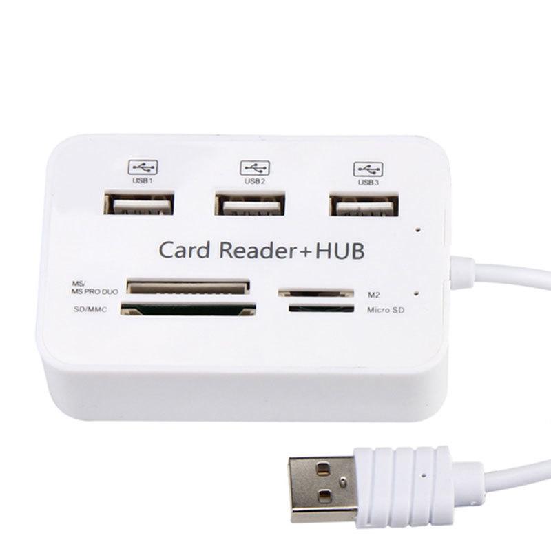 Картридер USB хаб на 3 USB-порта и 4 слота для карт памяти, COMBO 2.0 - фото 1 - id-p80313583
