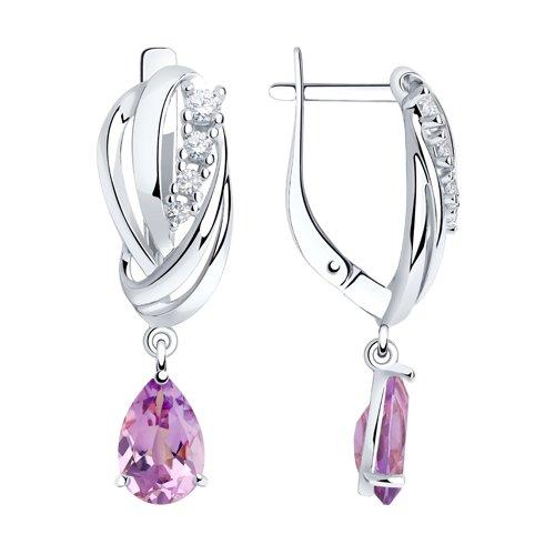 Серьги из серебра с аметистами и фианитами SOKOLOV 92022259