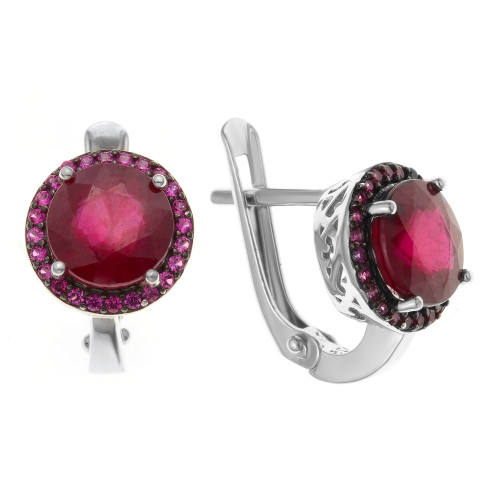 Серебряные серьги с рубином нат. Teosa h