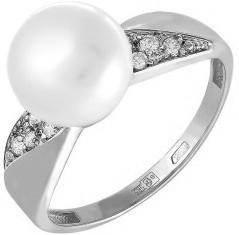 Кольцо из серебра с фианитом и жемчугом культ. Teosa 190-5-637Р размеры - 18