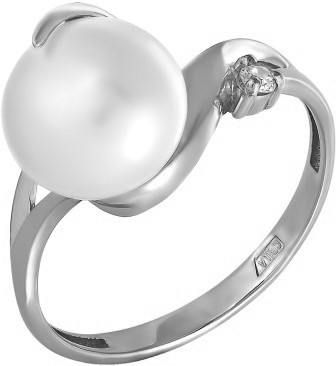 Кольцо из серебра с фианитом и жемчугом культ. Teosa 190-5-614Р размеры - 17,5