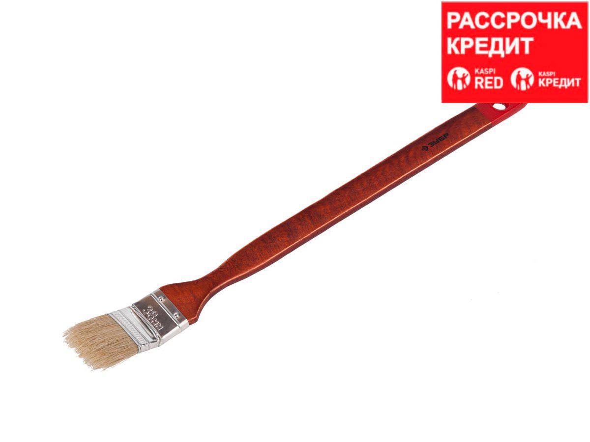 Кисть радиаторная угловая ЗУБР "УНИВЕРСАЛ-МАСТЕР", светлая натуральная щетина, деревянная ручка, 38мм - фото 1 - id-p4205968