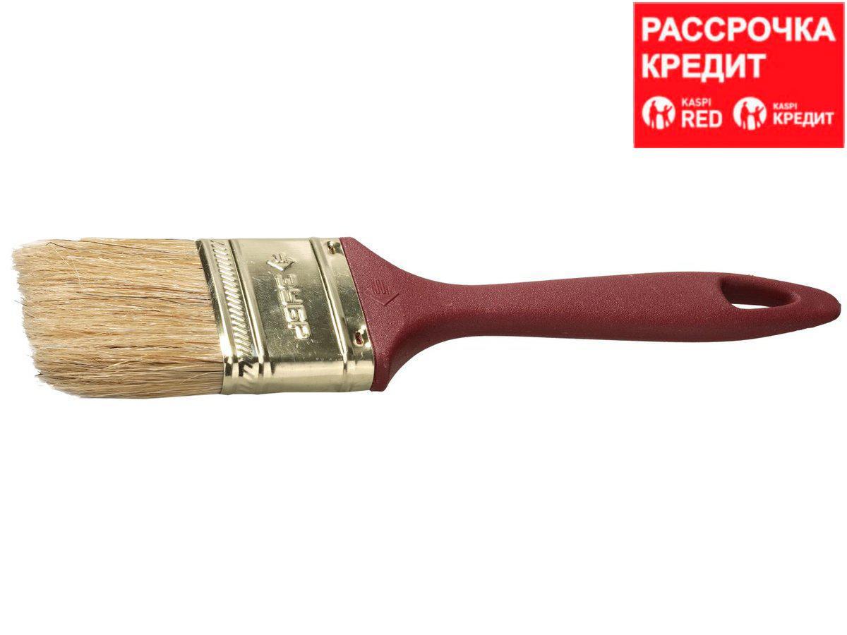 Кисть плоская ЗУБР "УНИВЕРСАЛ-МАСТЕР" "КП-11", натуральная щетина, пластмассовая ручка, 38мм (4-01011-038)