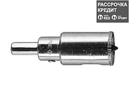 Коронка алмазная по кафелю и стеклу, d=20 мм, зерно Р 60, в сборе с центрирующим сверлом и имбусовым ключом,