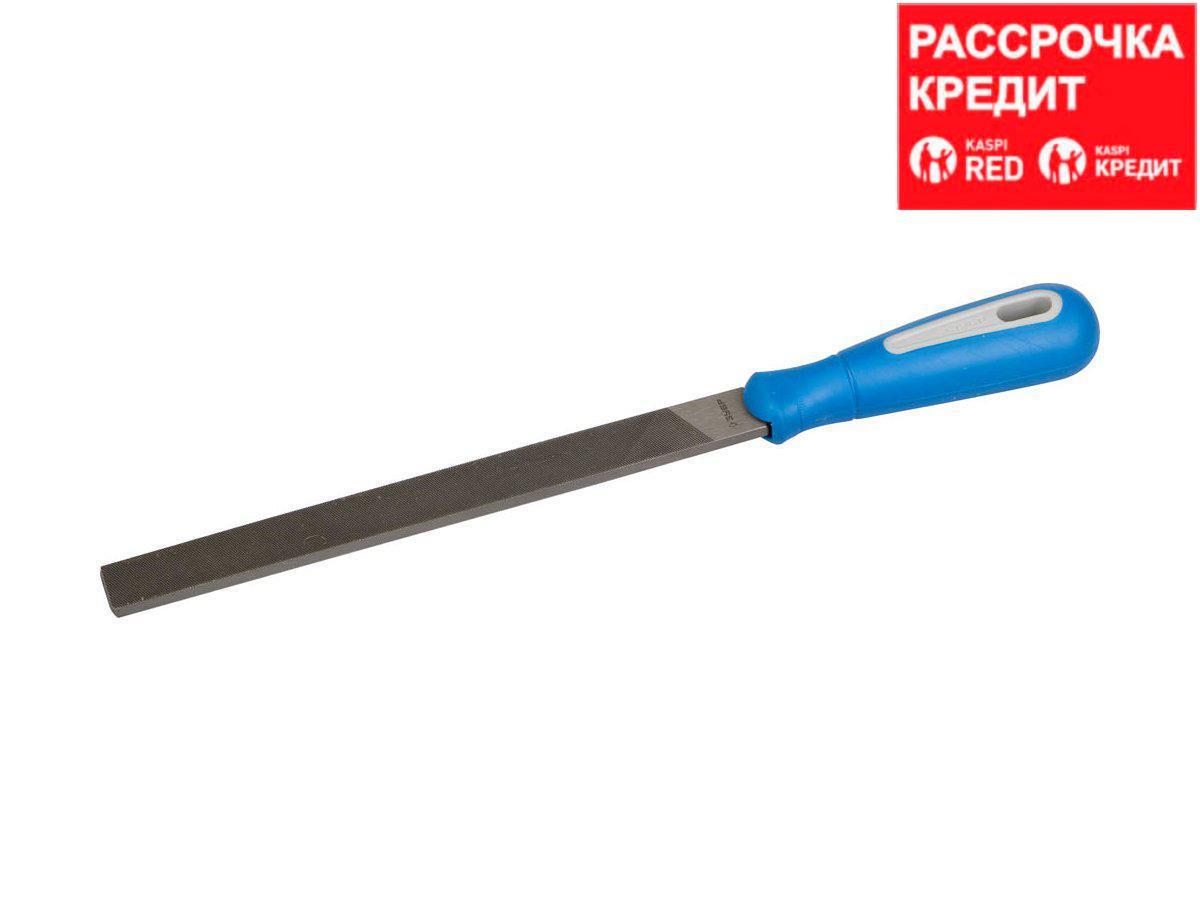 Напильник ЗУБР "ПРОФЕССИОНАЛ" плоский, двухкомпонентная рукоятка, № 2, 200мм (1611-20-2)