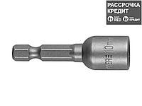 Бита STAYER "PROFI" с торцовой головкой, "Нат-драйвер", магнитная, тип хвостовика - E 1/4", длина 48 мм, 10мм,