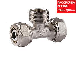 Ер бұрандасы бар БИЗОН үшайыры, цанга-штуцер, 1/2"х16х2,0 мм, никель (51404-16-1/2)