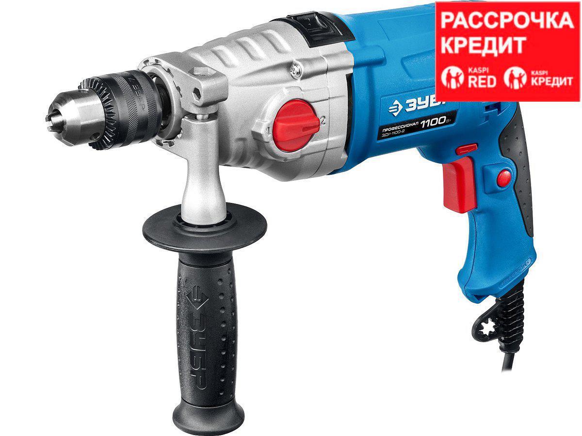 ЗУБР 1100 Вт ударная 2-х скоростная дрель в кейсе, серия Профессионал (ЗДУ-1100-2 ЭРМКМ2)