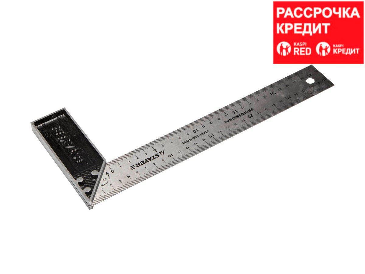Угольник STAYER "PROFI" столярный, гравированная шкала, нержавеющее полотно 37мм, 300мм (3431-30_z01)