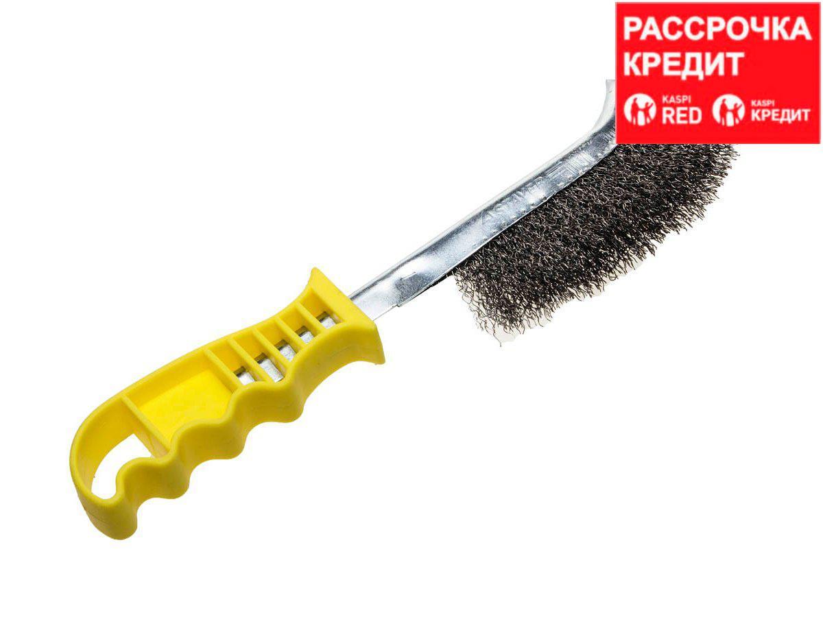 STAYER "PROFESSIONAL". Қол щеткасы, бір қатарлы, 0,3 мм бұралған болат сым (3509)