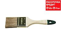 Кисть плоская STAYER "LASUR-STANDARD", смешанная (натуральная и искусственная) щетина, деревянная ручка, 75мм