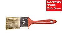 Кисть плоская STAYER "LASUR - LUX", деревянная ручка, смешанная щетина, 63мм (01051-063)