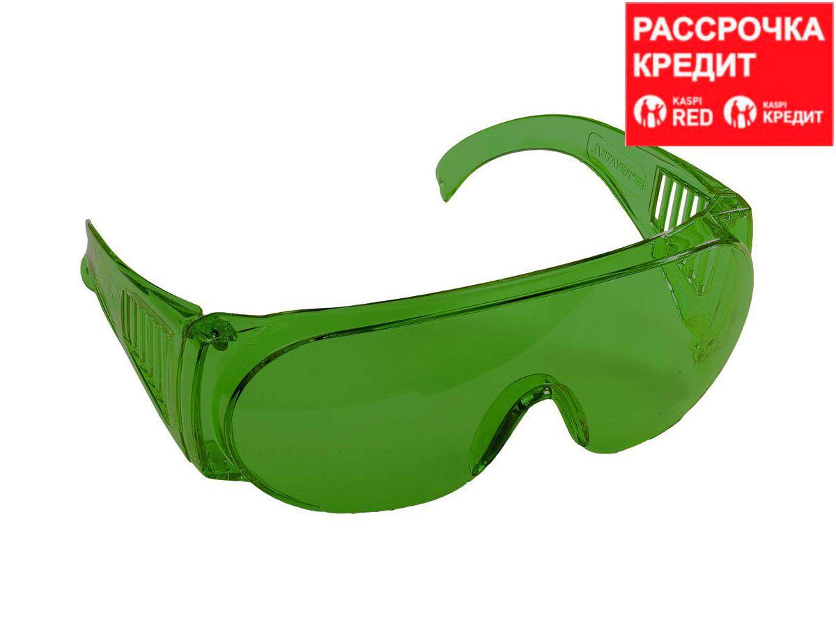 Очки защитные STAYER 11044, STANDARD, поликарбонатная монолинза с боковой вентиляцией, зеленые