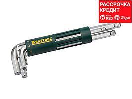 Набор KRAFTOOL: Ключи имбусовые длинные с шариком, Cr-Mo сталь, держатель-рукоятка, HEX 2-10мм, 8 пред