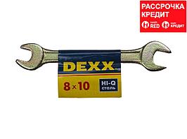 Ключ рожковый гаечный DEXX, желтый цинк, 8х10мм