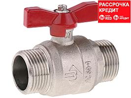 Шарлы БИЗОН краны 3/4" толық ұңғылы "әке-әке", көбелек, никельмен қапталған жез (51355-N-3/4)