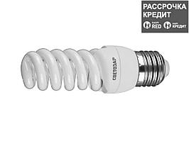 Энергосберегающая лампа, СВЕТОЗАР, КОМПАКТ спираль,цоколь E27(стандарт),Т2,теплый белый свет(2700