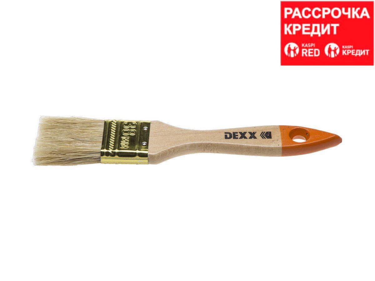 Кисть флейцевая DEXX, деревянная ручка, натуральная щетина, индивидуальная упаковка, 38мм (0100-038_z02) - фото 1 - id-p4372572
