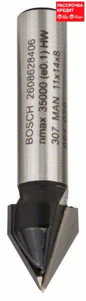 Пазовая V-образная фреза Bosch Standard for Wood 8x11x60 мм