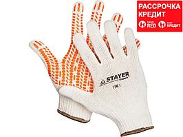 STAYER TRACK, размер L-XL, перчатки с увеличенной площадью ПВХ-гель покрытия "протектор", х/б 10 класс.