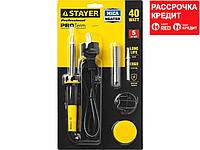 Дәнекерлеуге арналған жинақ STAYER "PROFI" PROTerm, 55312-40-H5, дәнекерлеу үтік 55300 + тұғыр + дәнекер + ұшы